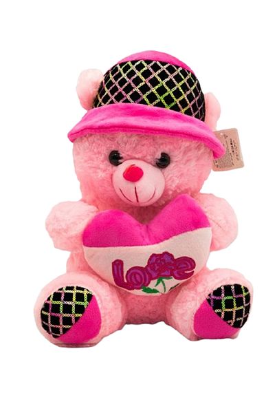 rexa Pink Plush Teddy Bear with Heart & Patterned Accents | 70 x 46 cm Soft Gift Toy