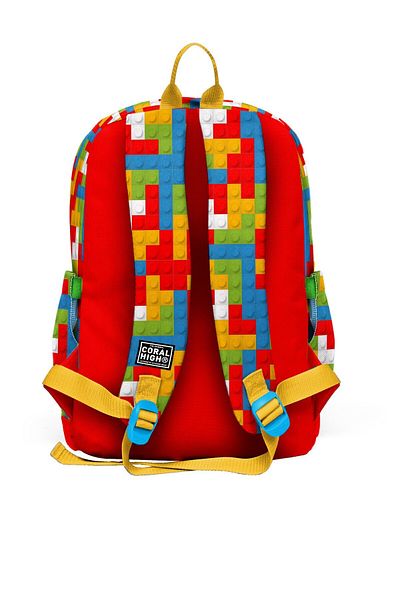 Coral High Kids Color Block Patterned 3-Piece School Bag Set Set0123775