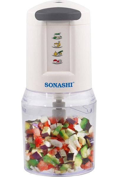 sonashi Kitchen Chopper With Unbreakable Pc Jar | Double Stainless Steel Blades Mincer With 2 Speeds | Overh
