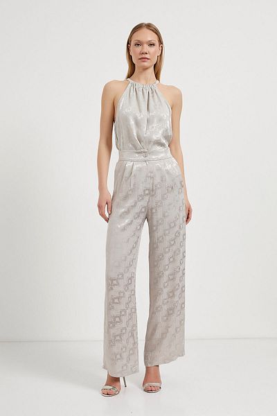 Arma Life Pantaloni de damă din jacquard Palazzo Stone cu talie elastică