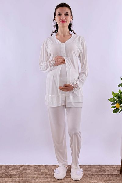 ByLohusa Effortt Ecru Maternity Maternity Pajama Set