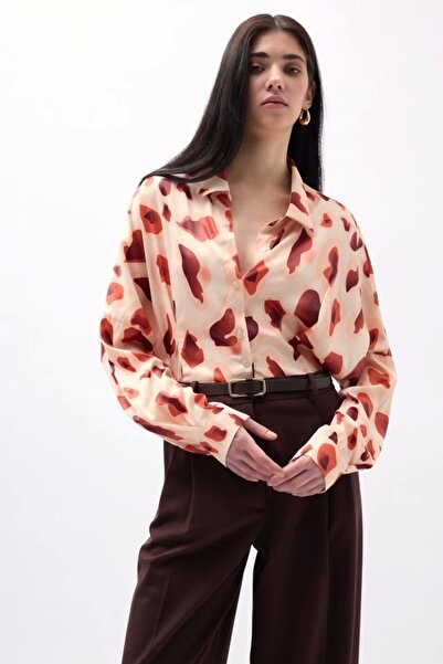 Genel Markalar Desenli Crop Gömlek