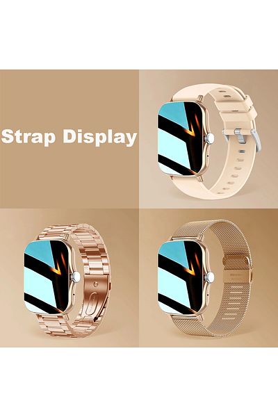 Choice Gold 2pc Straps Women Men Smart Watch Square Stainless Steel For Xiaomi Samsung Phone
