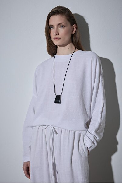 Suud Collection Біла оверсайз-блуза з льону