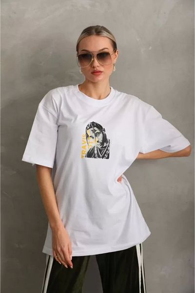 Wheat Butik Unisex Imprimat Oversize Thirt White