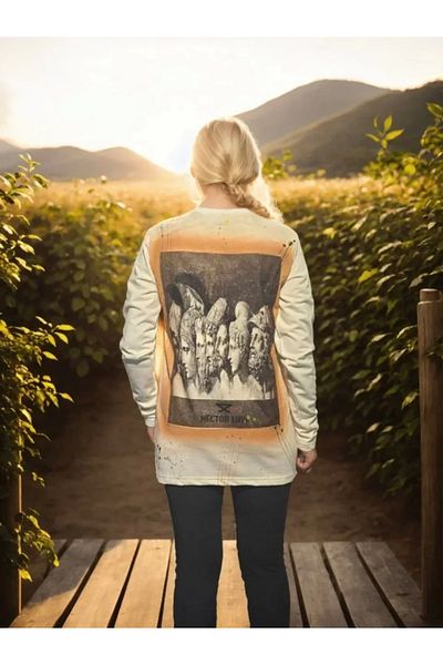 Wheat Butik Tricou alb unisex cu mânecă lungă