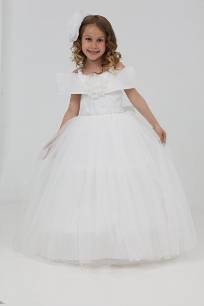 pink girls Özel Tasarım Göğüs Fiyonklu Çift Tarlatanlı Taçlı Abiye