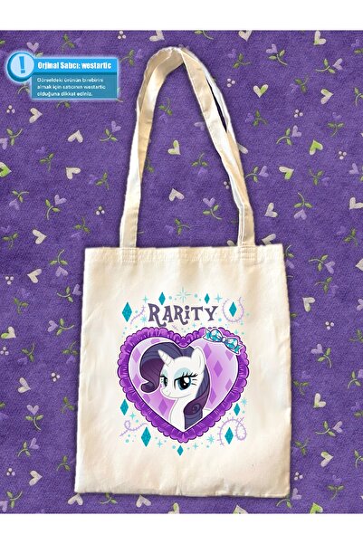 westartic My Little Pony Rarity Baskılı Bez Kumaş Kanvas Omuz Çantası - Tote Bag