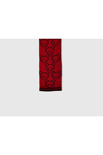 United Colors of Benetton Boy's Dark Red Stripe Detailed Animal Patterned Scarf