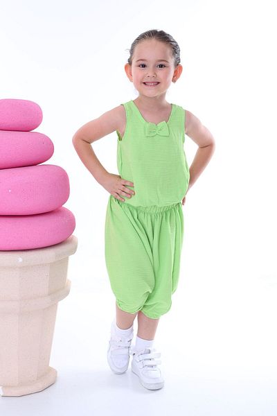 ZUZUNGA Airobin Fabric Bow Detailed Girl's Baggy Set (Top and Bottom)