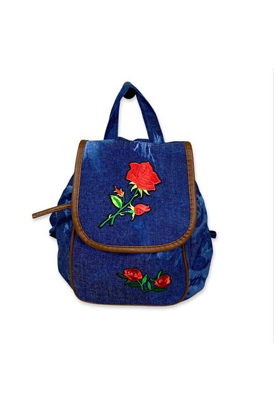 Intisimo Rucsac din denim, roz, cu șnur de fixare, 27x28 cm, albastru