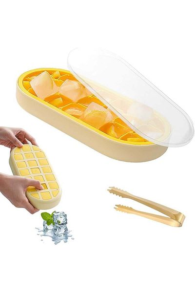 YXHZVON ice cube tray with lid, silicone, orange, 12 x 25.5 x 3 cm