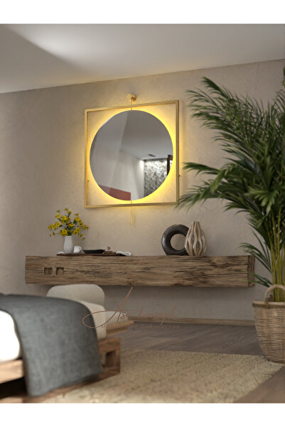 ASA KONSEPT Kablosuz LED'li AGAH Ayna GOLD Dekoratif Hol Koridor Duvar Salon Mutfak Banyo Makyaj Aynası