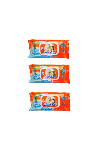 garaccu 3 Pack of 90 Sheets Practical and Effective Cleaning Wet Towel Wipes - Economical Wet Towel Wipes