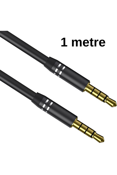 SpeedUF 4 Boğumlu (4 Pole) 3.5mm Aux Kablo - 1 Metre, Metal Kafalı, Altın Uçlu