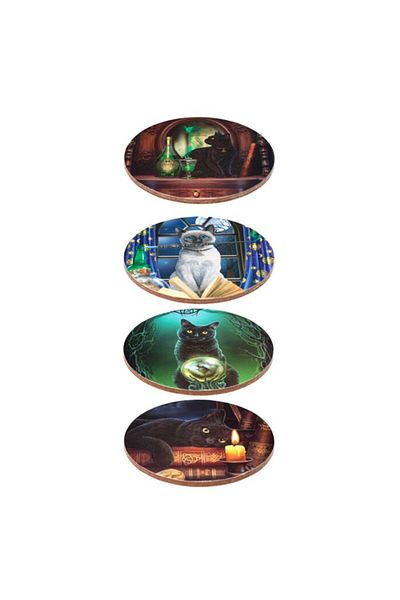 Puckator Set 4 Coastere - Suporturi Pahare din Pluta, Design Pisicile Magice ale Lisei Parker