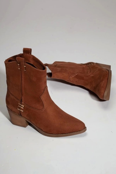 GULT Taba Kalın Topuklu süet Kovboy Bot