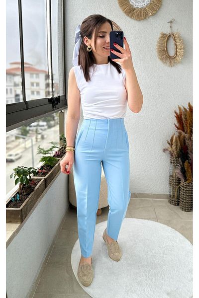 TUNAM BUTİK Flat Carrot Model Fabric Pants