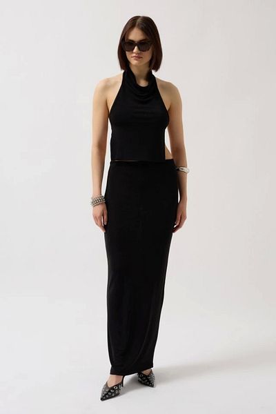 Modayakamoz Shiny Fabric Maxi Skirt