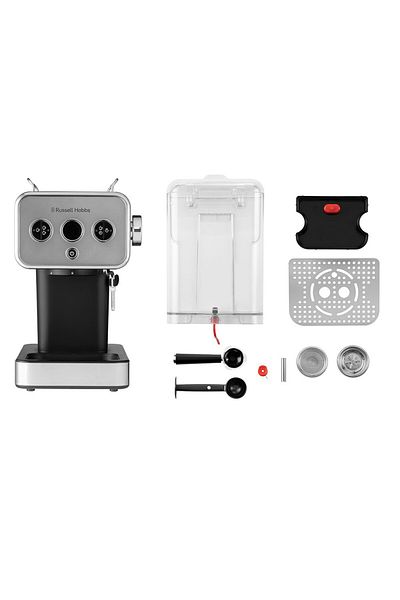 RUSSELL HOBBS Russell Hobbs Distinction Titanium Manual Espresso Machine 26452-56, 1350 W, 1 L, 15 Bar, Silver