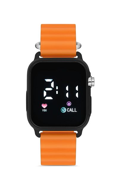 Aqua Di Polo 1987 ساعة يد رقمية LED سيليكون برتقالية للجنسين APWR033308