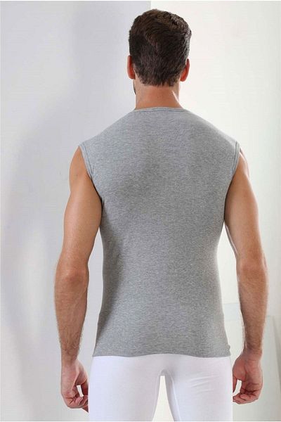 Gutiero Arma Premium 100% Cotton 3-Piece Round Collar Sleeveless Men's Gray Undershirt