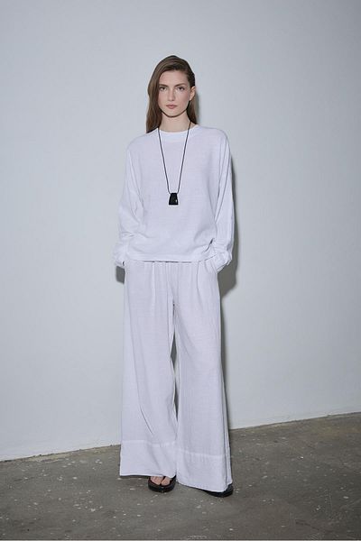 Suud Collection Λευκή λινή μπλούζα Ole Oversize