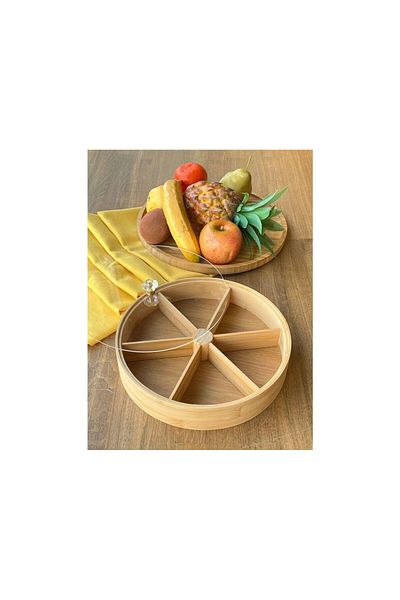 morponi Bamboo 6 Compartment Breakfast & Snack Bowl with Acrylic Lid 20 cm