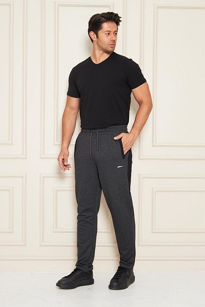 TRENDHİLL Ανδρικό ίσιο παντελόνι με ρίγες casual κοπής Anthracite Melange 6504-A
