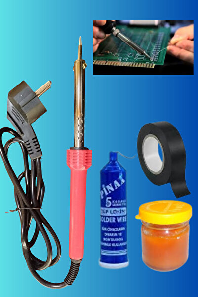 SAHAF 4'lü Lehim Makinesı Seti 60w Havya Kalemi Tel Lehim Pastası Elektrik Bandı