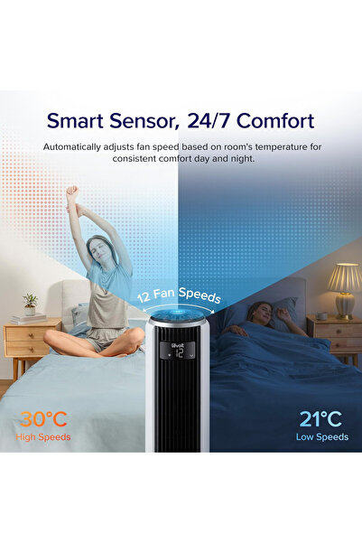 Levoit Tower Fan, Quiet Electric Cooling Fan, Bladeless Fan with Remote, 5 Speeds, 4 Modes, 36 Inch