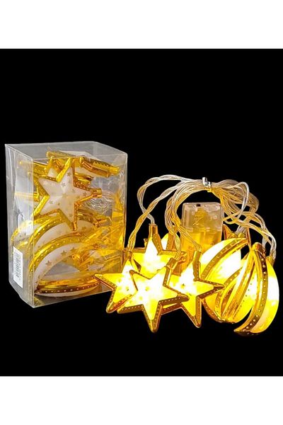 Party and Story Luminous Ramadan decorations, star and lantern shape, 2 meters, 10 pieces yellow