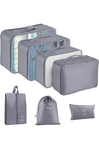 Saharaz 7-piece Set Of Large-capacity Travel Storage Bags,durable And Waterproof,for Clothing Storage,gray