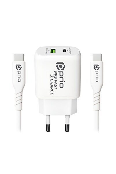 Prio Încărcător de perete USB-C și USB-A, încărcare 30w, transfer 5gbps, alb