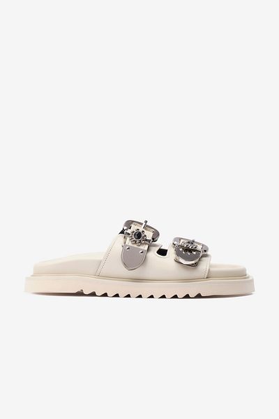 Seniorah Beige Skin Double Thick Banded Stone Women's Slippers