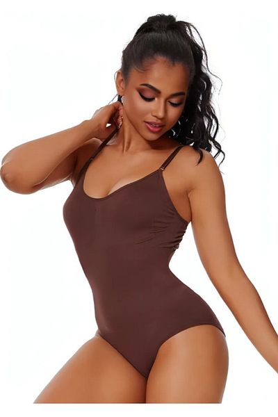MİSTİRİK Mamey Bottom Hooked Regional Firming Corset with Snap Fasteners for Abdominal Tightening Brown Color