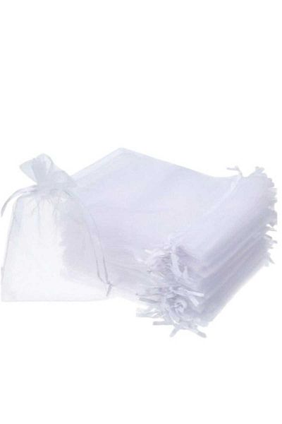 Party and Story Chiffon bag made of organza fabric, 12 pieces, white color