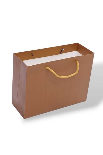 Party and Story Gift bags made of cardboard, 3 pieces, dark golden color Size 26Ã—12Ã—32CM