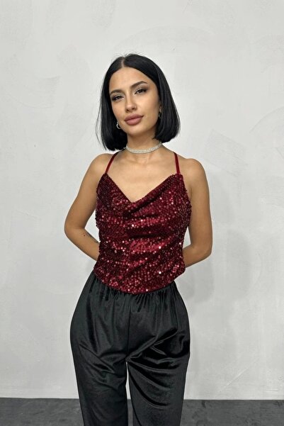 ALPACO Μπλούζα Degaje με λουράκι μπορντό