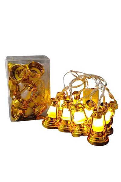 Party and Story Luminous Ramadan decorations, lantern shape, 2 meters, 10 pieces yellow