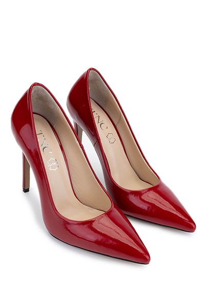Tamer Tanca Women's Genuine Leather Red Patent Leather Heeled Shoes