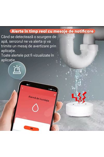 ANTOSMART Flood Sensor with 80 dB Alarm and Wi-Fi Connectivity
