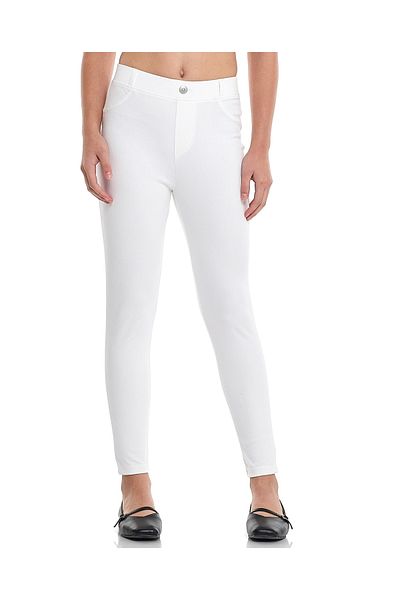 R&B Solid Skinny Fit Pants with Elastic Waist