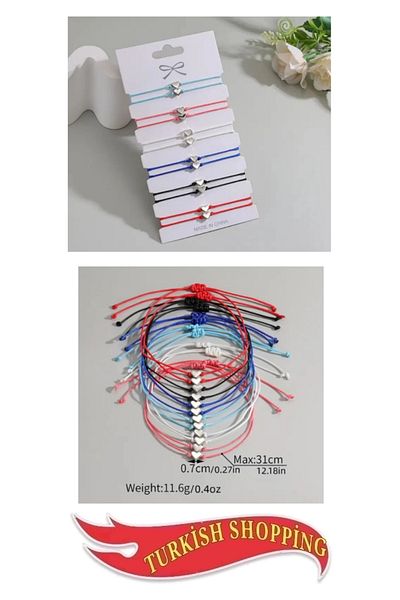shop 12 Piece Color Braided Heart Multiple Bracelet Set