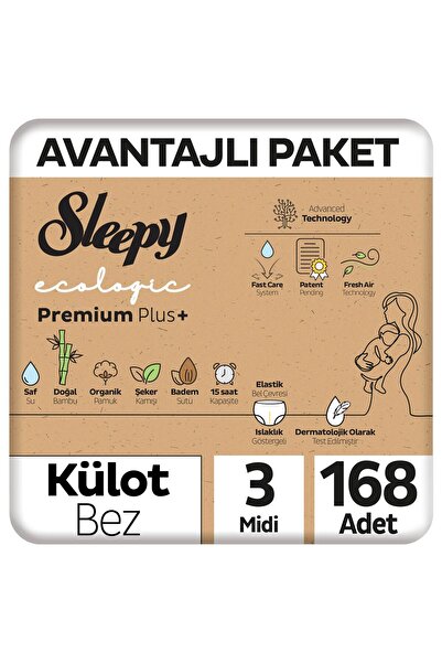 Sleepy Ecologic Premium Plus Avantajlı Paket Külot Bez 3 Numara Midi 168 Adet