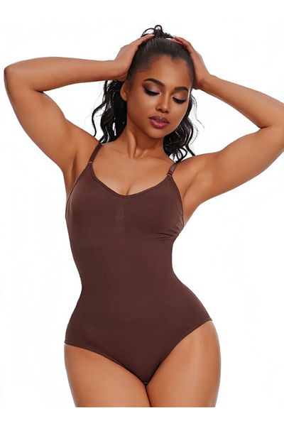 MİSTİRİK Mamey Bottom Hooked Regional Firming Corset with Snap Fasteners for Abdominal Tightening Brown Color