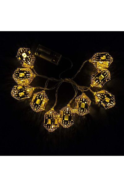 Party and Story Luminous Ramadan decorations, lantern shape, 2 meters, 10 pieces yellow