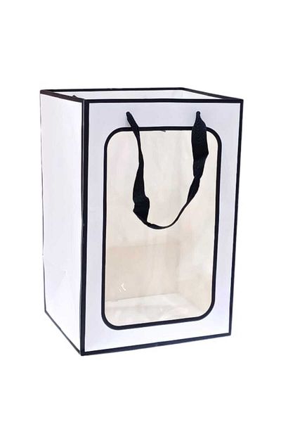 Party and Story Square bag with white clear front, fits vertically, 12 pieces Size 30CM Ã—20CM Ã—16CM