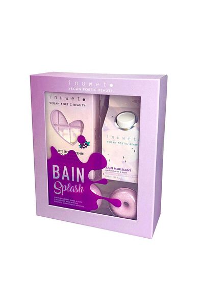 Inuwet Splash Bath gift set, bath foam, effervescent tablet and donuts, Blueberry, Inuwet 4 pcs