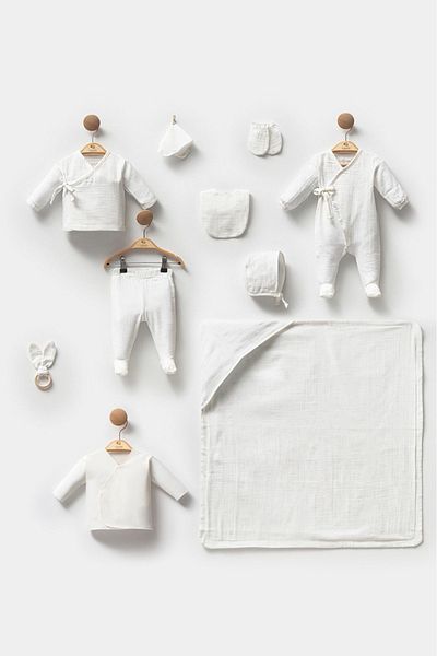 Cassiope Newborn Organic Cotton Baby Boy 10-Piece Hospital Discharge Set for Soft and Sensitive Skin